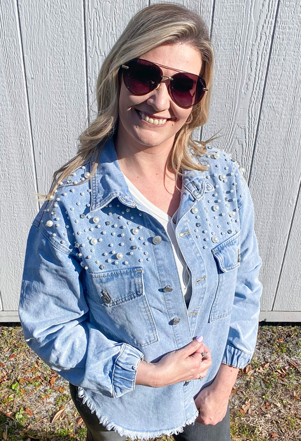 Just Pearly Denim Jacket - Uncommon Threads Boutique